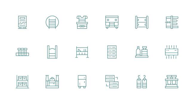 18 Icons for Rack in Minimal Line Format High-Quality Icon Pack vector