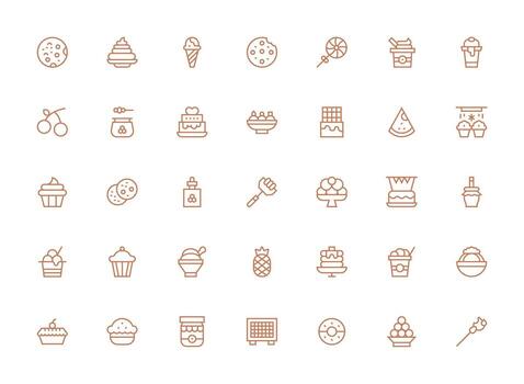 Regular Clean Line Icons from Dessert Set with 35 Vectors Multi-Purpose Icon Set