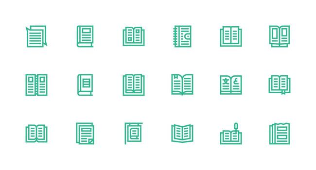 Pages Set with 18 Strong Stroke Line Icons Fully Editable Icon Set for Web vector