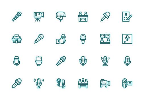 24 Icons for Interview in Thick Line Line Format Essential Icons for Rapid UI Building vector