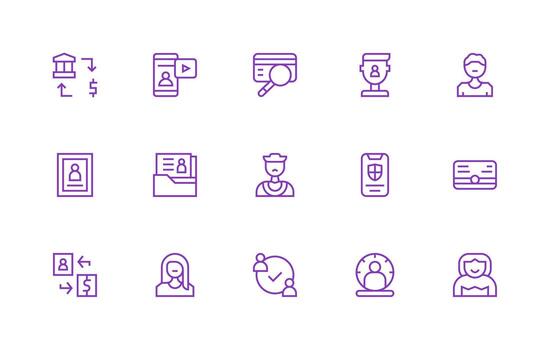 cuenta presentando 15 íconos en regular línea diseño de confianza íconos para todas interfaces vector