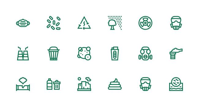 Pollution Visual Pack containing 18 Strong Stroke Line Icons Icon Set for Web vector