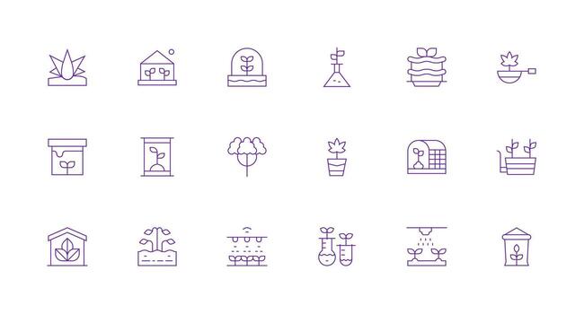 Hydroponics Icon Set with 18 Minimal Line Graphics Reusable Icon Set vector