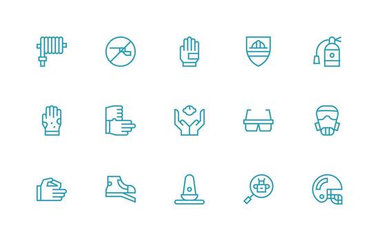 15 Regular Line Icons for Safety Equipment Graphics Neatly Designed Icons for Web Platforms vector