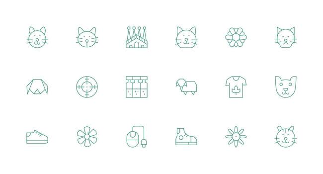 Icon Graphic Icon Set with 18 Minimal Line Graphics Icon Set for Projects vector