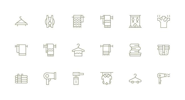 Drying Set with 18 Minimal Line Icons Clean Icon Set Icon Pack for UI Projects vector