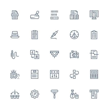 25 Medium Stroke Outline Designs for Output Icons Complete Icon Set for Mobile Apps vector