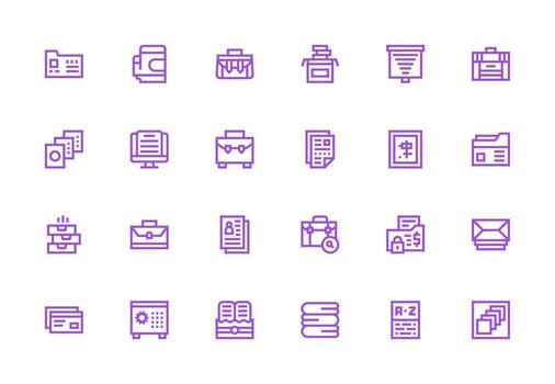 Thick Line Line Icons from Documents Set with 24 Vectors Scalable Icons for Cross-Platform Interfaces