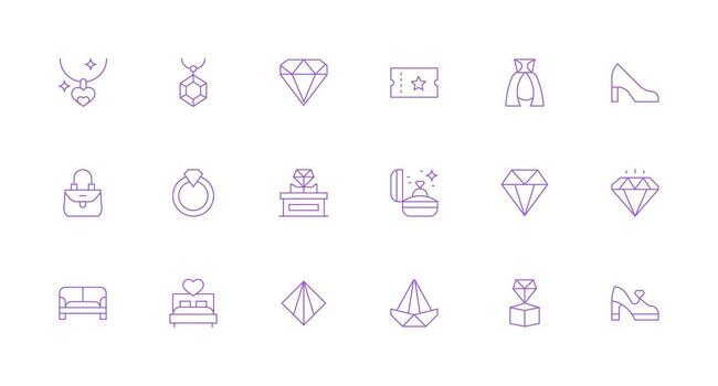 lujo icono conjunto con 18 mínimo línea gráficos optimizado icono paquete para digital productos vector