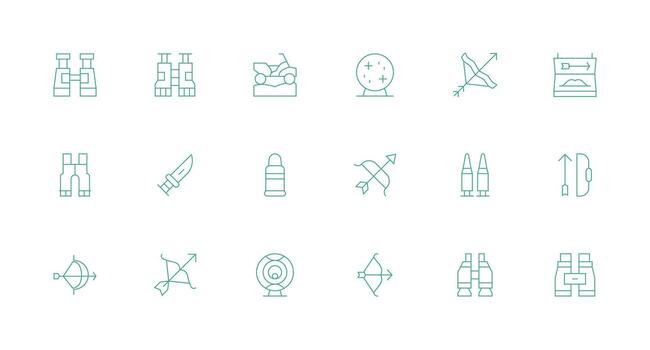 18 Minimal Line Designs for Hunting Icons Neatly Designed Icons for Web Platforms vector