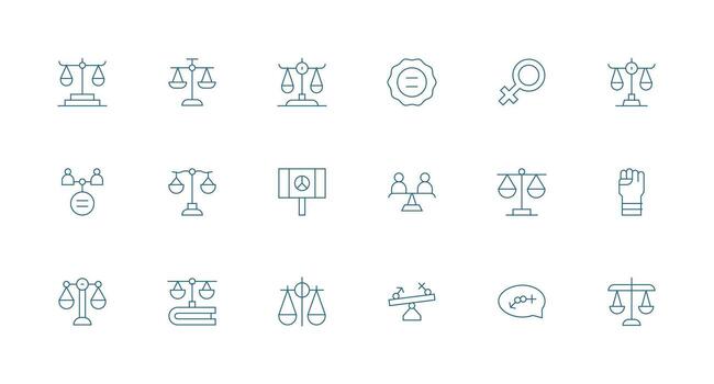 Equality Icon Collection with 18 Minimal Line Designs UI-Ready Icon Collection vector