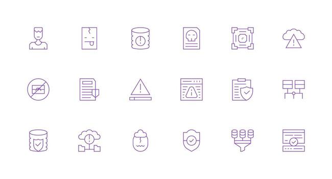 Data Integrity Set with 18 Minimal Line Icons Theme-Based Icon Pack vector