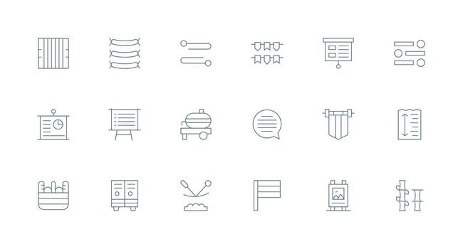 Minimal Line Style Horizontal Icons with 18 Vectors Scalable Icons for Cross-Platform Interfaces
