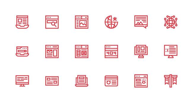 fuerte carrera línea íconos desde página web conjunto con 18 vectores equilibrado icono conjunto para funcional diseño