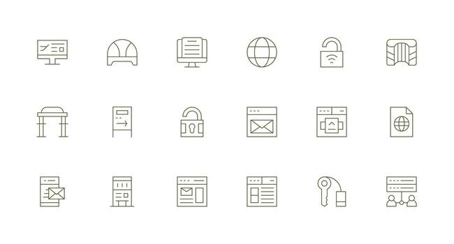 18 Icons for Portal in Minimal Line Format Customizable Icon Series for Mobile Screens vector