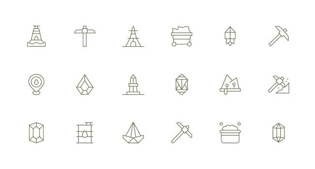 Minimal Line Style Mineral Icons with 18 Vectors All Device Compatible Icon Set
