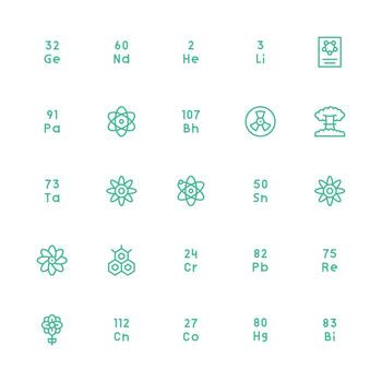 Medium Stroke Outline Style Atomic Icons with 25 Vectors Complete Icon Set for Mobile Apps