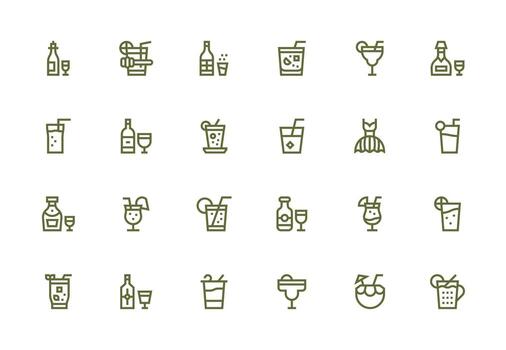 24 Icons for Cocktail in Thick Line Line Format Icons Built for Visual Consistency Pack vector