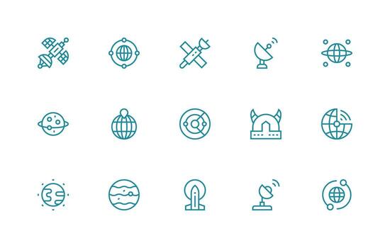 Satellite Icon Set with 15 Regular Line Graphics Digital Product Icons for Fast Delivery vector