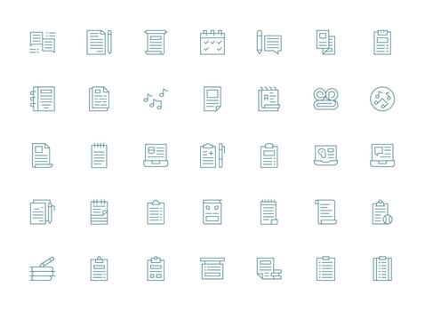 35 Icons for Notes in Light Line Format Multi-Purpose Icon Set vector