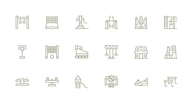 18 Icons for Playground in Minimal Line Format Modern Line and Glyph Icon Series vector