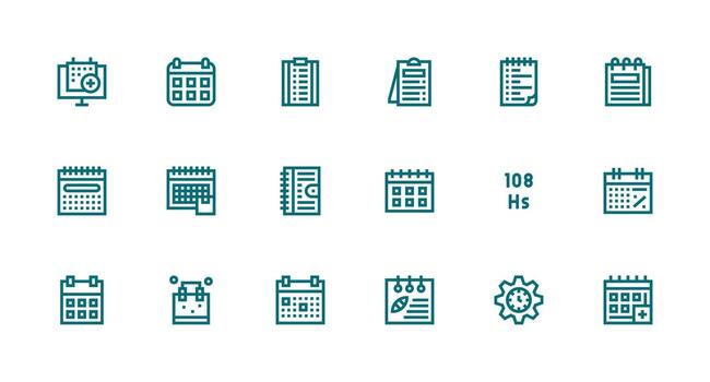 Appointments Visual Pack containing 18 Strong Stroke Line Icons User Interface Icons for Digital Products vector