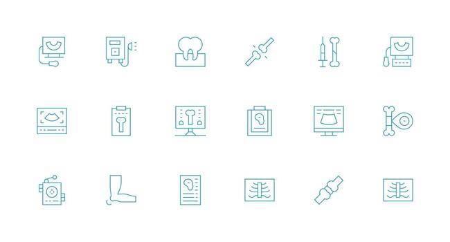 Minimal Line Style Radiology Icons with 18 Vectors Clear and Concise Icon Set Collection