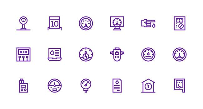 Meter Visual Pack containing 18 Strong Stroke Line Icons Clean Icon Set Icon Pack for UI Projects vector