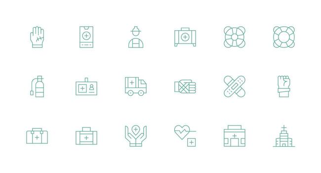 First Aid featuring 18 Icons in Minimal Line Design High-Resolution Icons for Any Platform vector