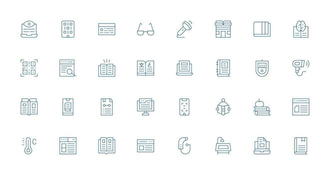 Thin Line Style Reading Icons with 32 Vectors Scalable Icons for Cross-Platform Interfaces