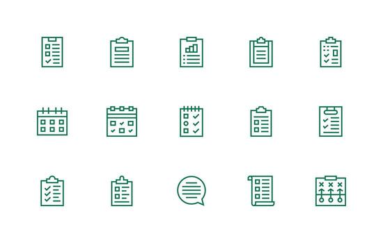 Tareas conjunto con 15 regular línea íconos optimizado icono paquete para digital productos vector