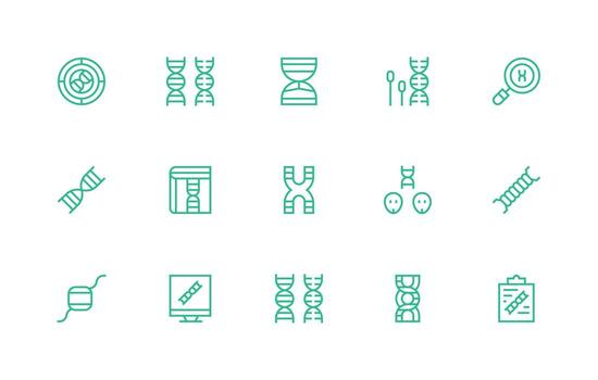 Chromosome Icon Set with 15 Regular Line Graphics Compact Icon Pack vector