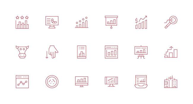 Trend featuring 18 Icons in Minimal Line Design Icon Set for Projects vector