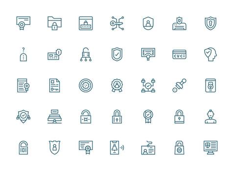 autenticación visual paquete conteniendo 35 regular limpiar línea íconos usuario interfaz íconos para digital productos vector