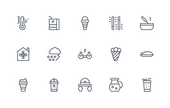 15 Icons for Cold in Regular Line Format Digital Icon Collection vector