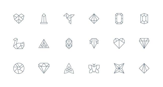 facetado conjunto con 18 mínimo línea íconos ui icono conjunto vector