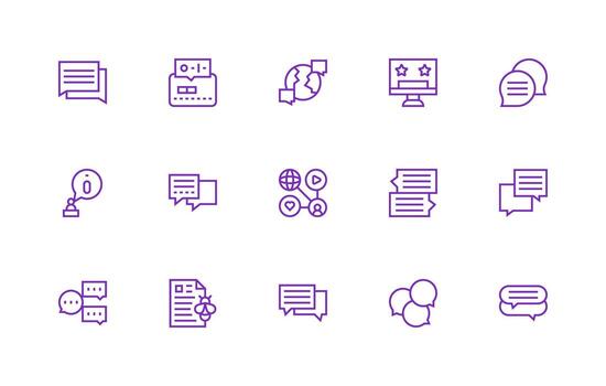 Comments featuring 15 Icons in Regular Line Design User Interface Icons for Digital Products vector