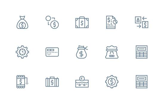 15 regular línea estilo íconos desde presupuesto colección simplificado icono paquete para visual herramientas vector