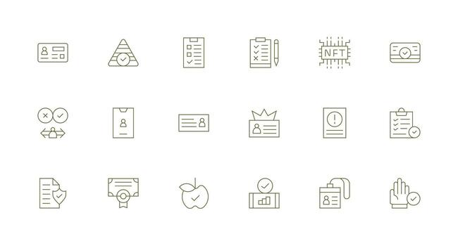 18 Minimal Line Icons for Verification Graphics Functional Icon Series vector