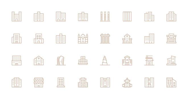 Multistory Set with 32 Thin Line Icons Clean Icon Set Icon Pack for UI Projects vector