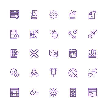 Cancel Icon Set with 25 Medium Stroke Outline Graphics Scalable Icons for Cross-Platform Interfaces vector