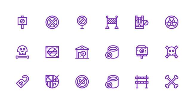 fuerte carrera línea íconos desde hacer no entrar conjunto con 18 vectores reutilizable icono conjunto