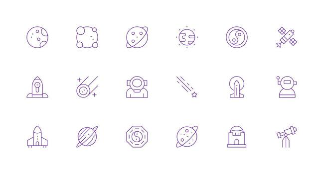 18 Minimal Line Vectors for Universe Theme Multi-Style Icons for Creative Projects