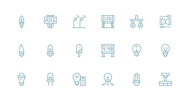 18 Minimal Line Icons for Led Graphics Display Icon Pack vector