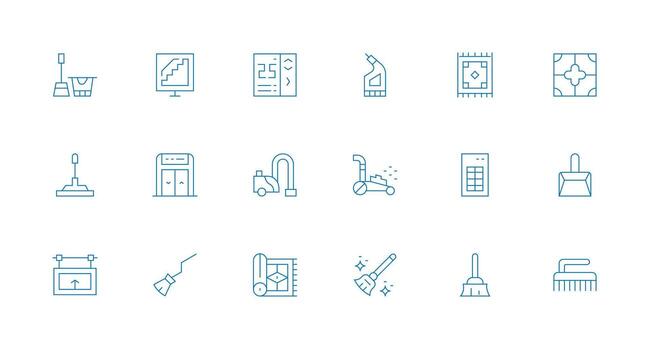 Floor Icon Set with 18 Minimal Line Graphics All-Purpose Icon Design Pack vector