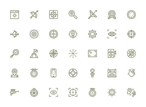35 Icons for Target in Regular Clean Line Format Interface Icon Collection for Daily Projects vector