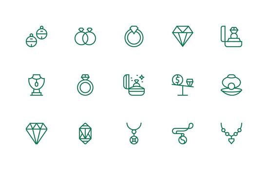 15 regular línea diseños para piedra preciosa íconos sencillo íconos para interfaz y wireframes vector