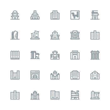 medio carrera contorno estilo de varios pisos íconos con 25 vectores general utilizar icono paquete