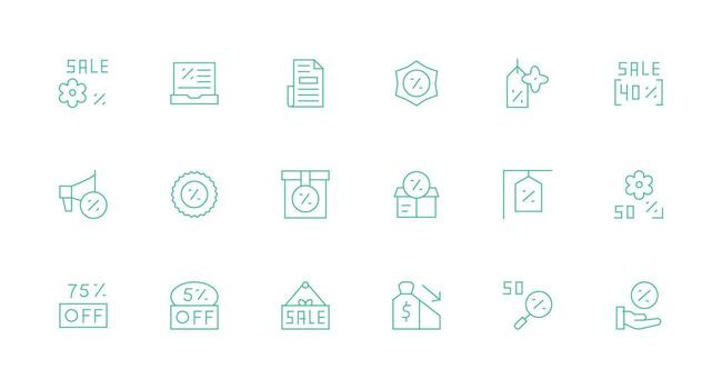 Markdown Icon Set with 18 Minimal Line Graphics Icon Set for Projects vector
