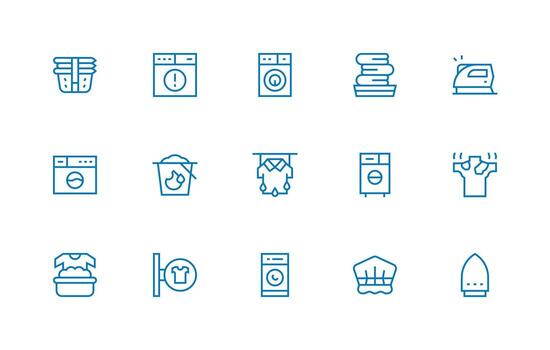 15 Regular Line Icons for Dryer Graphics Customizable Icon Series for Mobile Screens vector